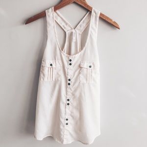 cream tank with button detail